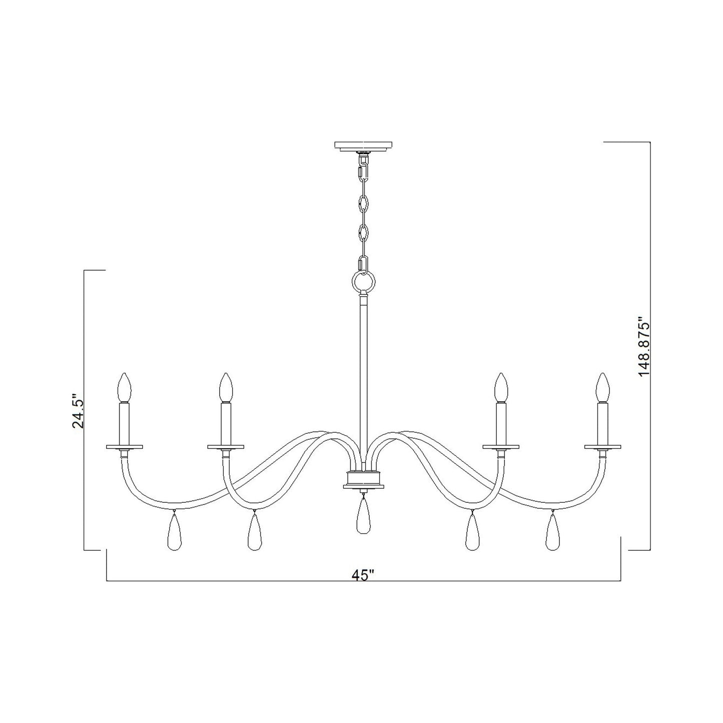 Toussant Chandelier - line drawing.