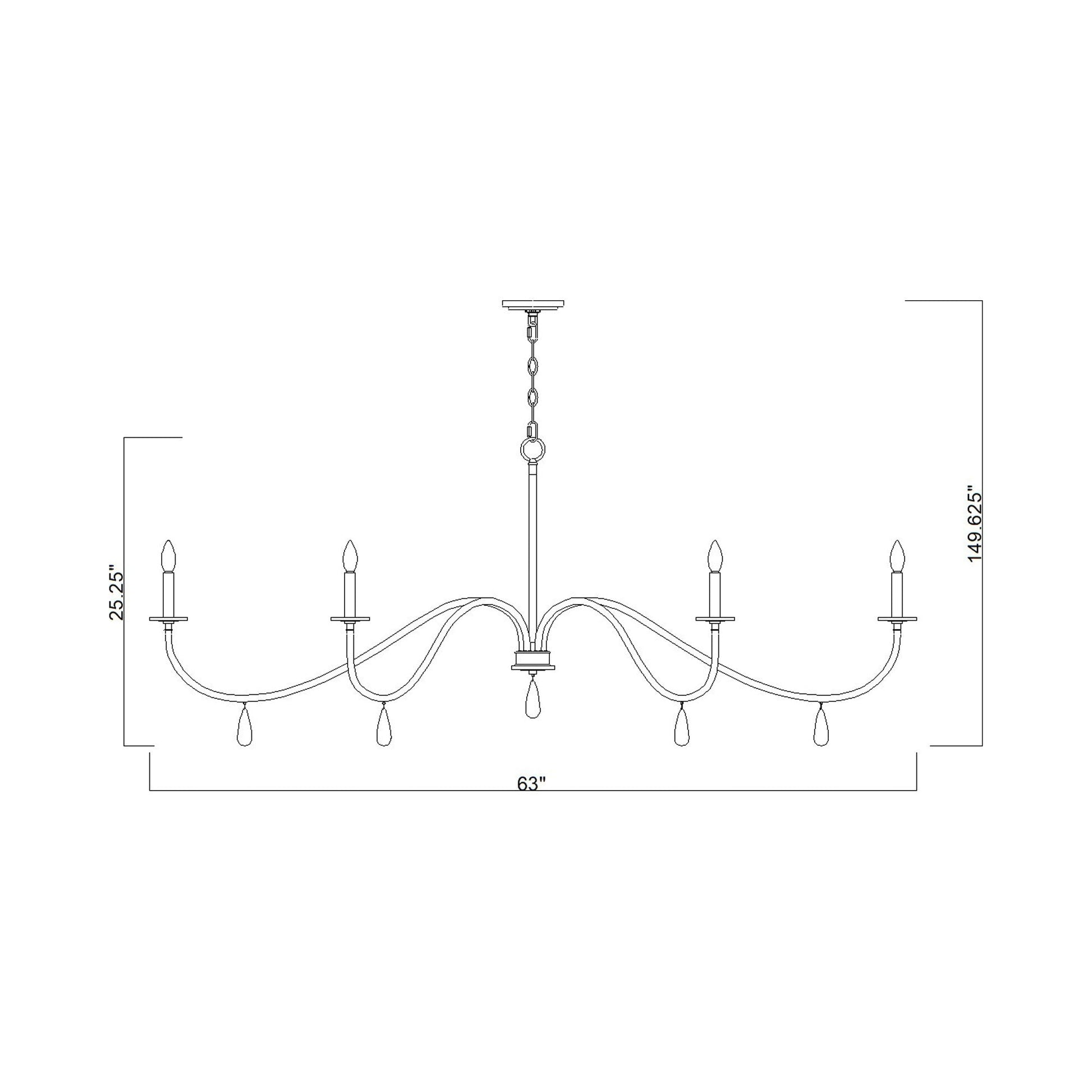 Toussant Chandelier - line drawing.