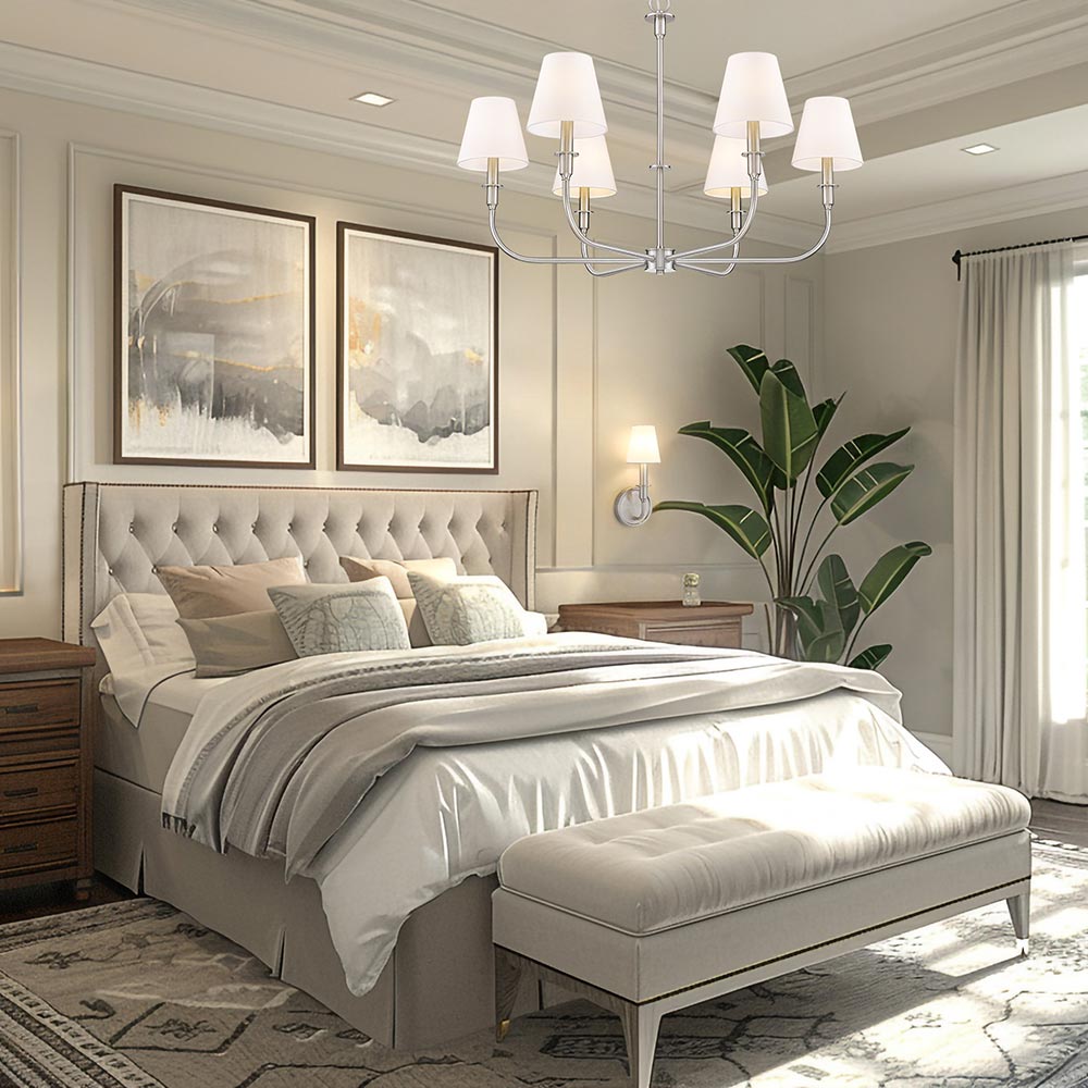 Tova Chandelier in bedroom.