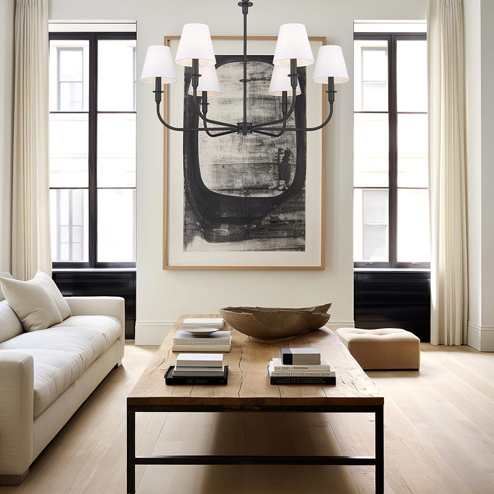 Tova Chandelier in living room.