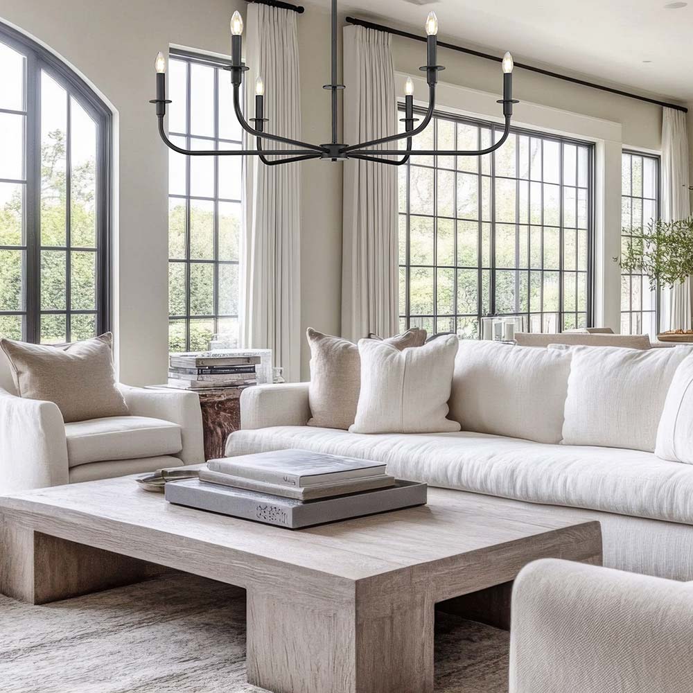Tova Chandelier in living room.