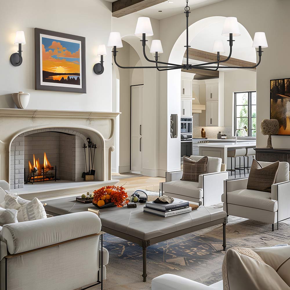 Tova Chandelier in living room.