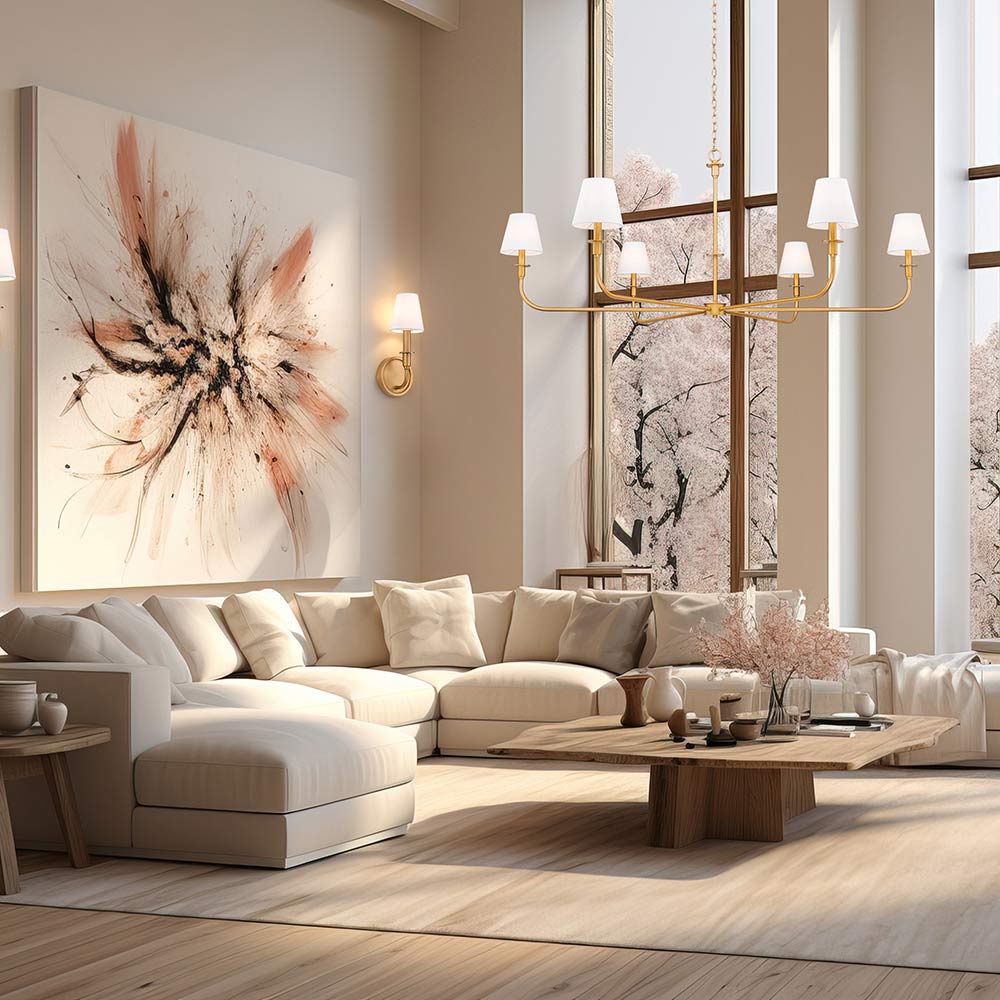 Tova Chandelier in living room.