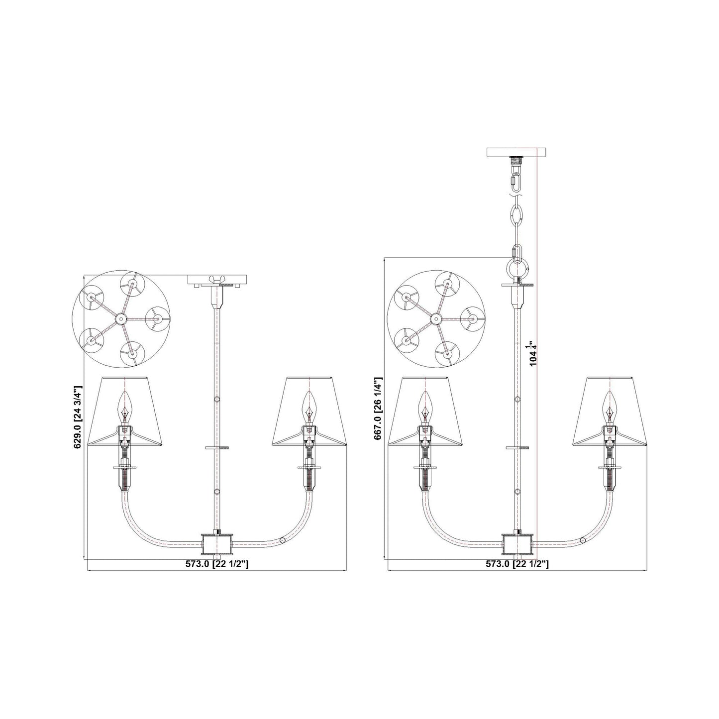 Tova Chandelier - line drawing.