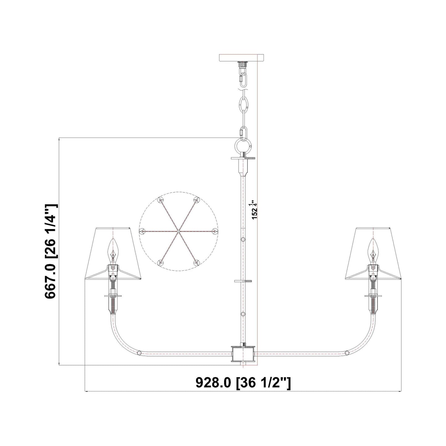 Tova Chandelier - line drawing.