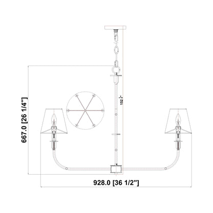 Tova Chandelier - line drawing.