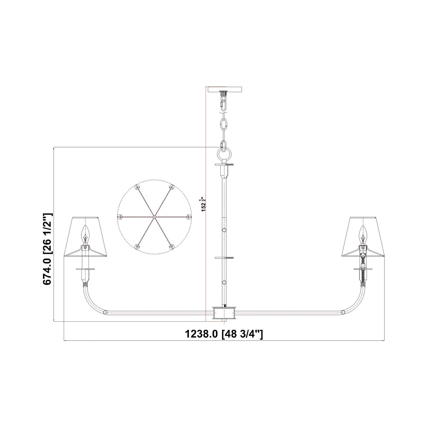 Tova Chandelier - line drawing.