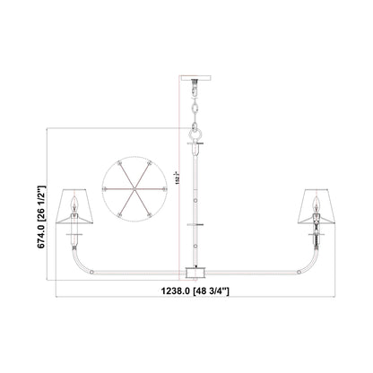 Tova Chandelier - line drawing.