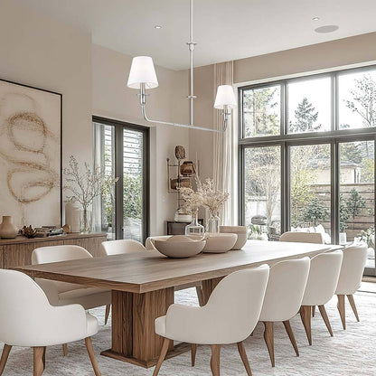 Tova Linear Chandelier in dining room.