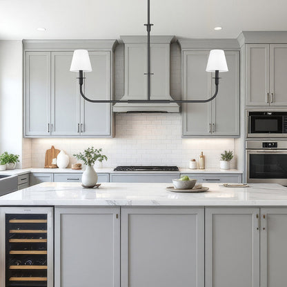 Tova Linear Chandelier in kitchen.