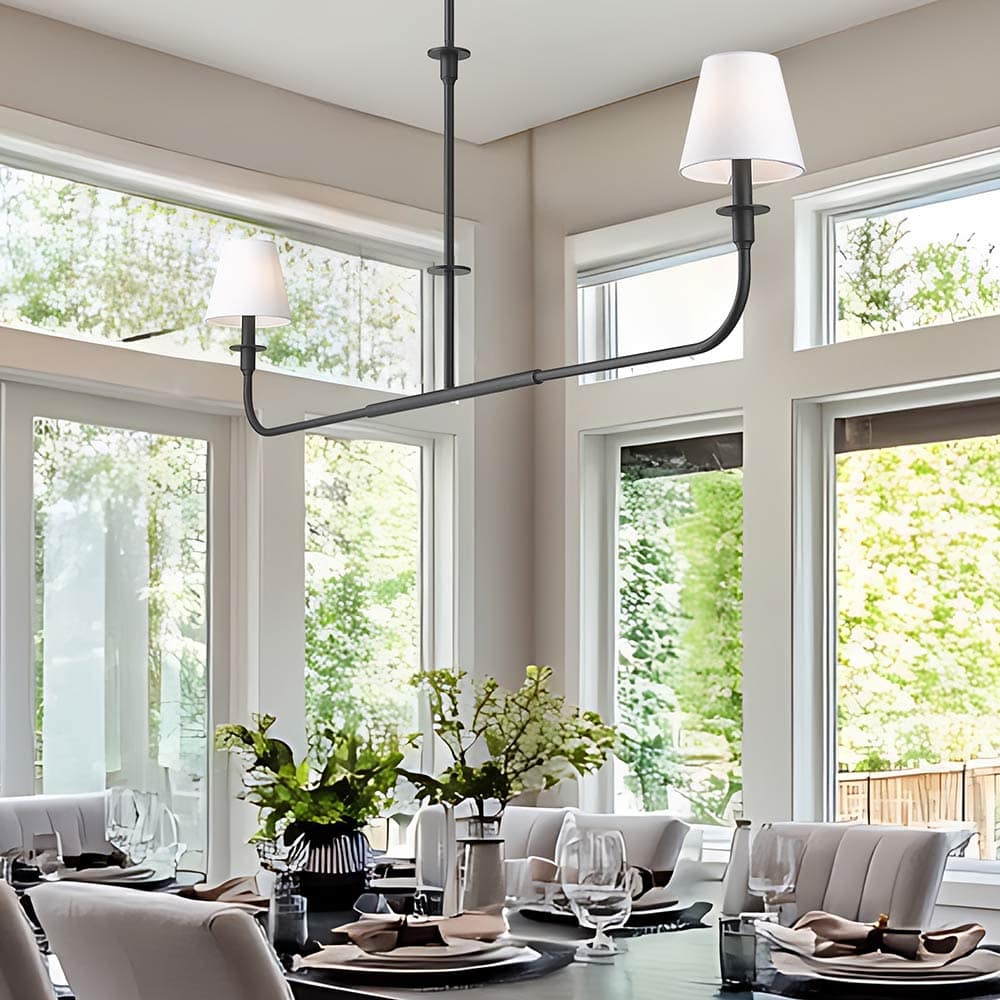 Tova Linear Chandelier in dining room.