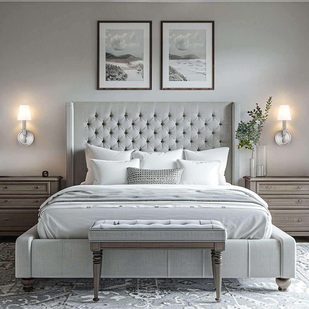 Tova Wall Light in bedroom.