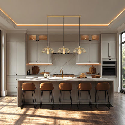 Valencia Linear Chandelier in kitchen.