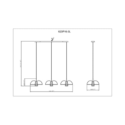 Valencia Linear Chandelier - line drawing.