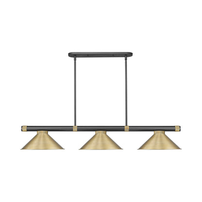 Vanguard 3050-15 Cone Billiard Pendant Light in Matte Black/Rubbed Brass/Heritage Brass.