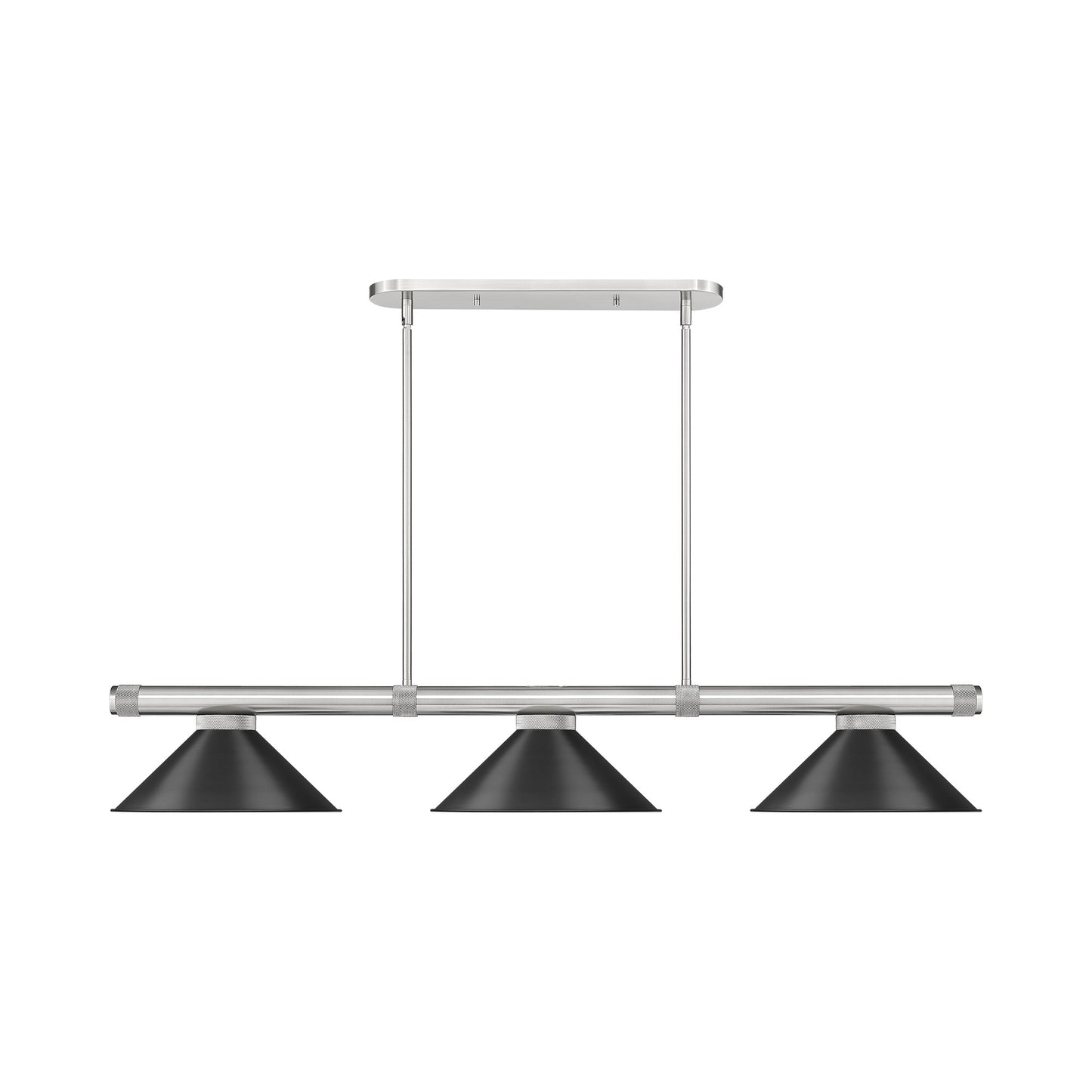 Vanguard 3050-15 Cone Billiard Pendant Light in Brushed Nickel/Matte Black.