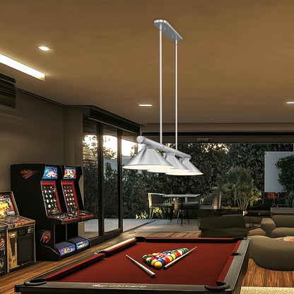 Vanguard 3050-15 Cone Billiard Pendant Light in game room.
