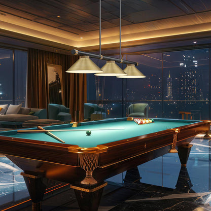 Vanguard 3050-15 Cone Billiard Pendant Light in game room.