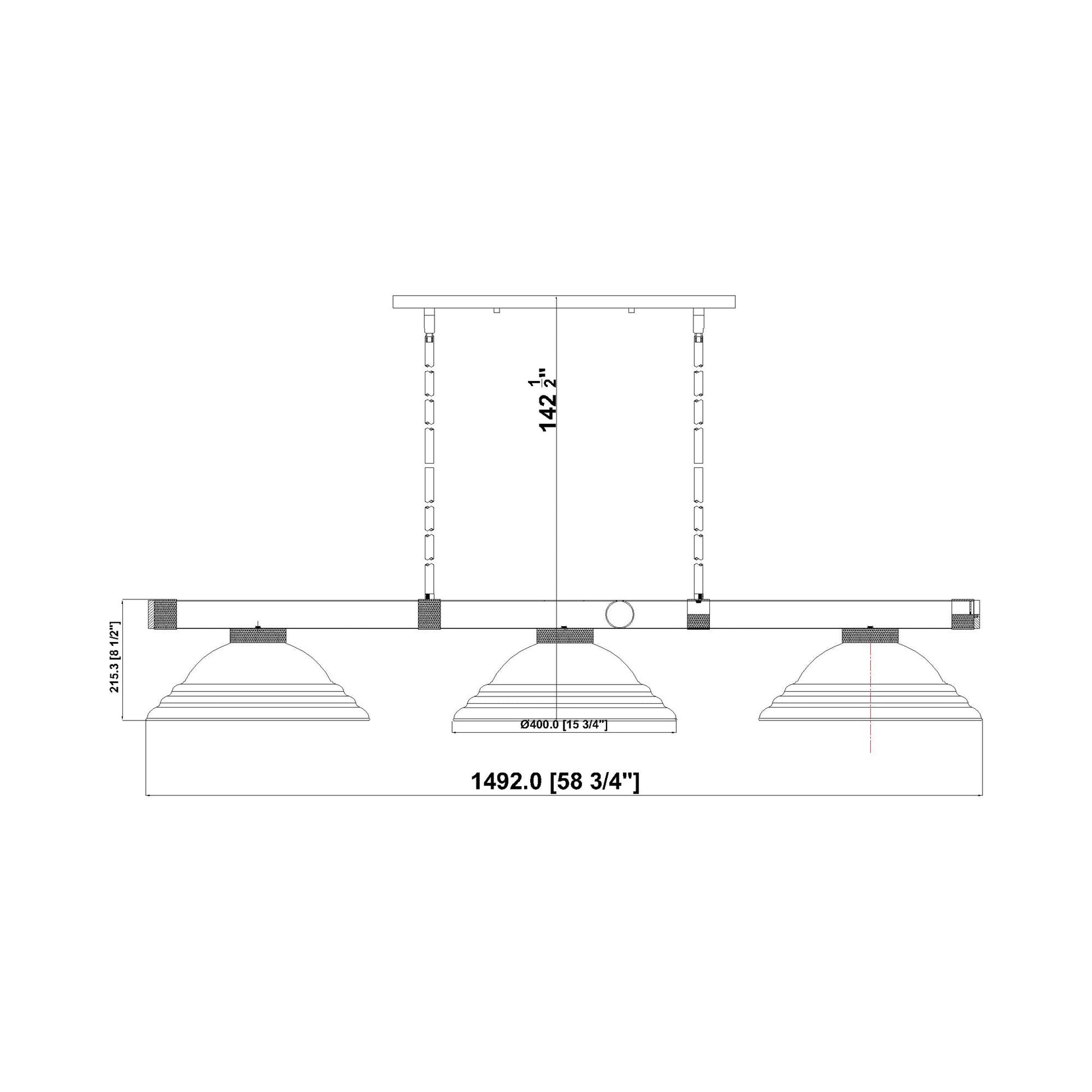 Vanguard Billiard Pendant Light - line drawing.