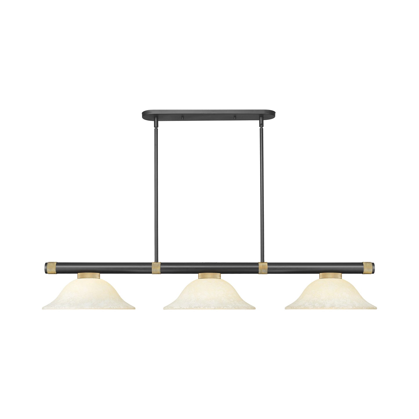 Vanguard Bowl Billiard Pendant Light in Matte Black/Rubbed Brass/Golden Mottle.