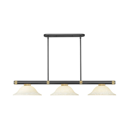 Vanguard Bowl Billiard Pendant Light in Matte Black/Rubbed Brass/Golden Mottle.