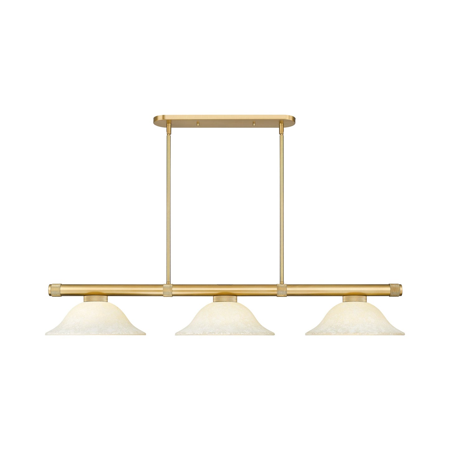 Vanguard Bowl Billiard Pendant Light in Rubbed Brass/Golden Mottle.