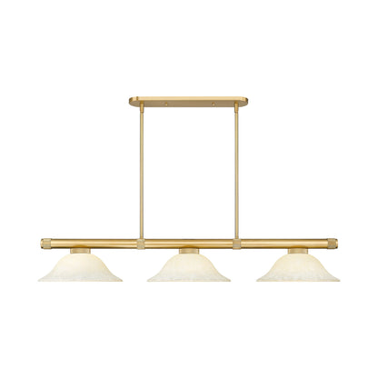 Vanguard Bowl Billiard Pendant Light in Rubbed Brass/Golden Mottle.
