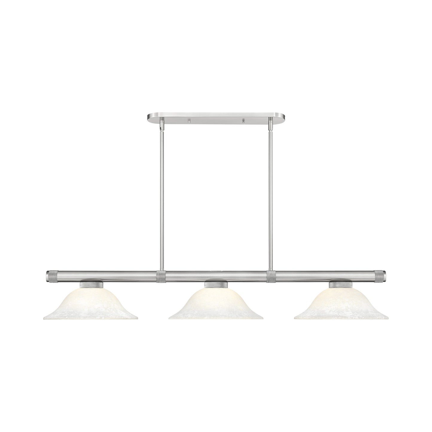 Vanguard Bowl Billiard Pendant Light in Brushed Nickel/White Mottle.