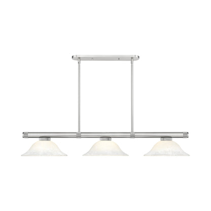 Vanguard Bowl Billiard Pendant Light in Brushed Nickel/White Mottle.