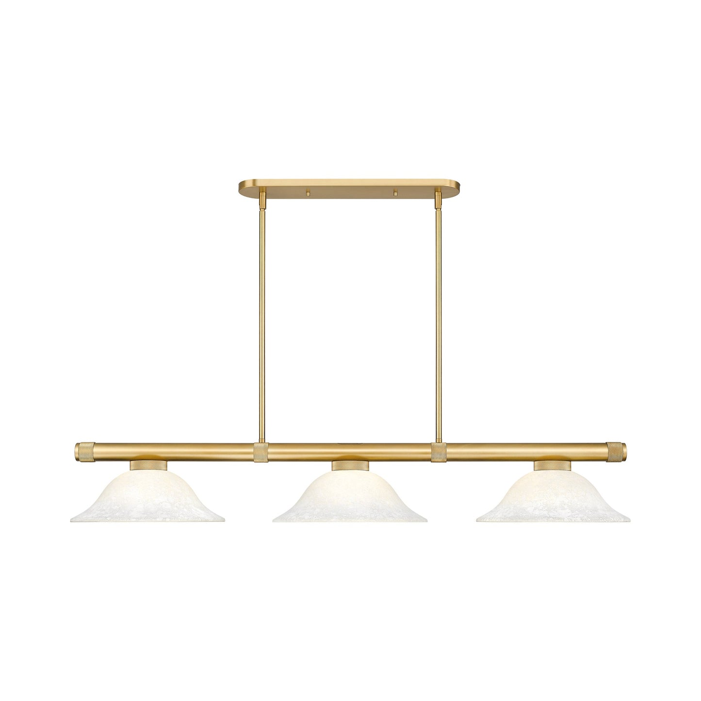 Vanguard Bowl Billiard Pendant Light in Rubbed Brass/White Mottle.