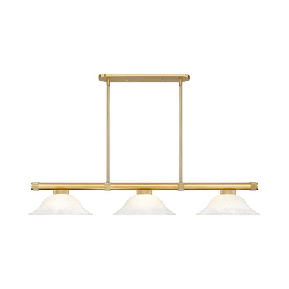 Vanguard Bowl Billiard Pendant Light in Rubbed Brass/White Mottle.