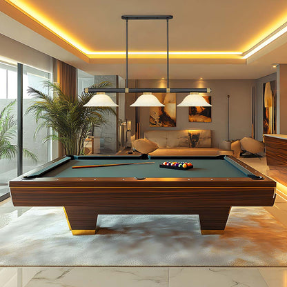 Vanguard Bowl Billiard Pendant Light in game room.