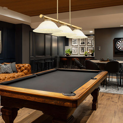 Vanguard Bowl Billiard Pendant Light in game room.