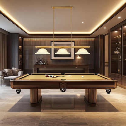 Vanguard Bowl Billiard Pendant Light in game room.