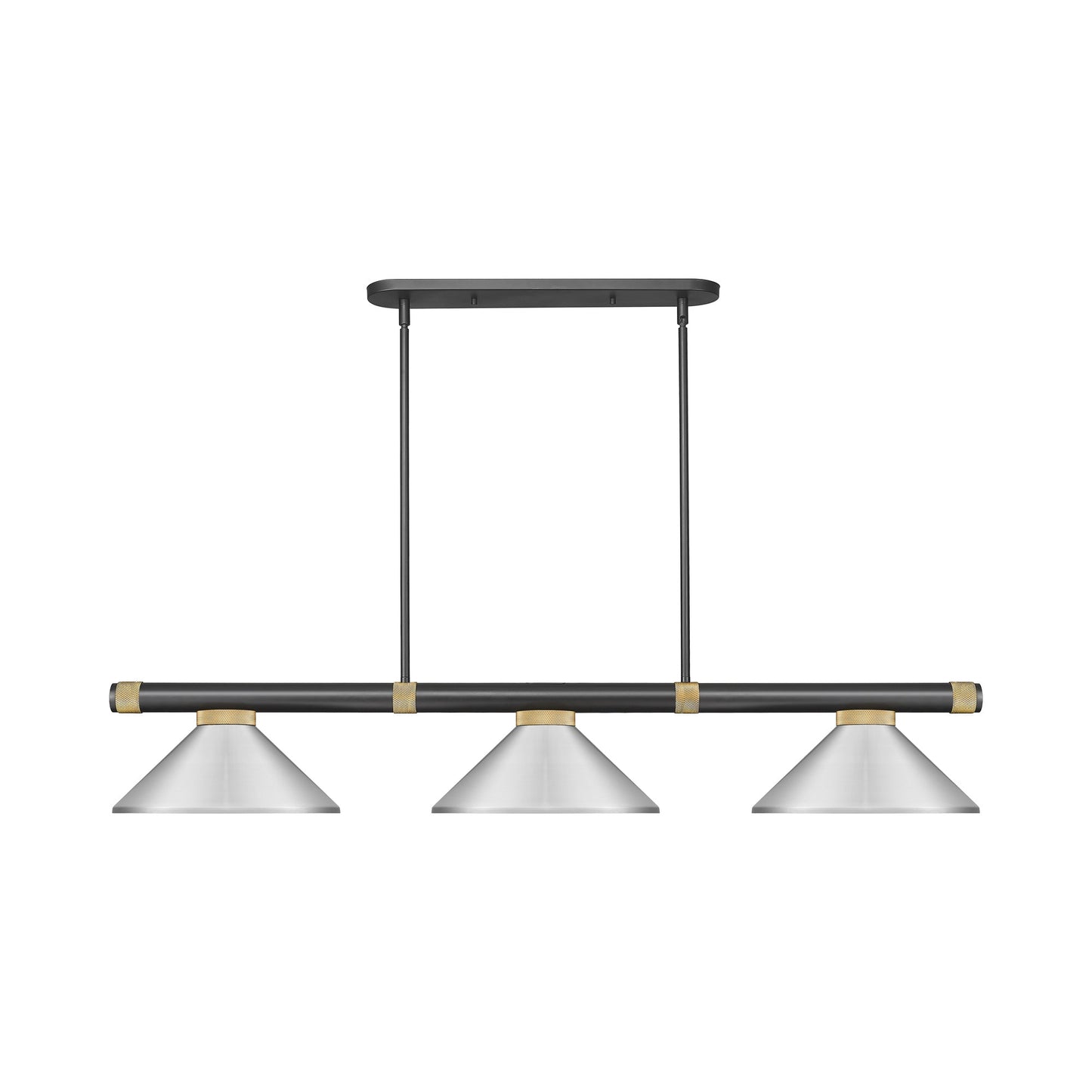 Vanguard Cone Billiard Pendant Light in Matte Black/Rubbed Brass (Brushed Nickel/8.5-Inch).