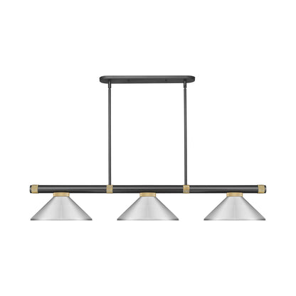 Vanguard Cone Billiard Pendant Light in Matte Black/Rubbed Brass (Brushed Nickel/8.5-Inch).