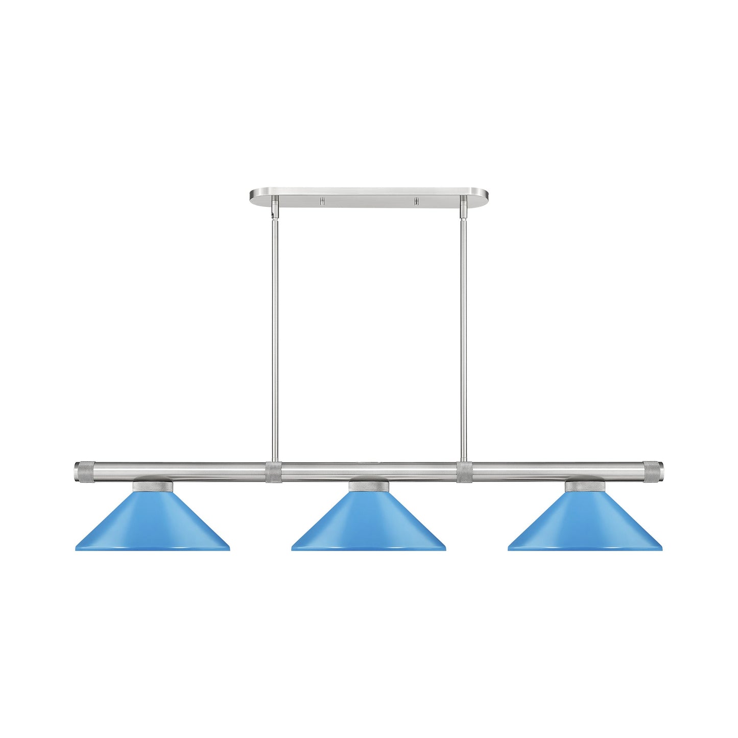 Vanguard Cone Billiard Pendant Light in Brushed Nickel (Electric Blue/8.5-Inch).