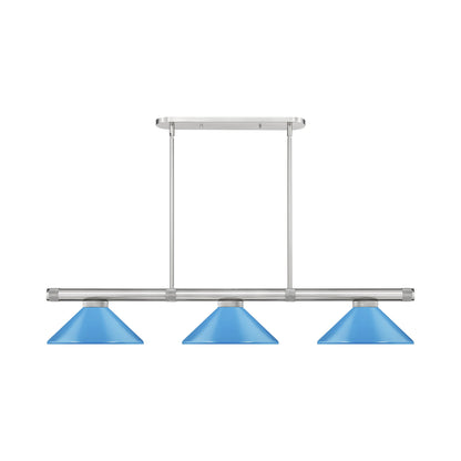 Vanguard Cone Billiard Pendant Light in Brushed Nickel (Electric Blue/8.5-Inch).