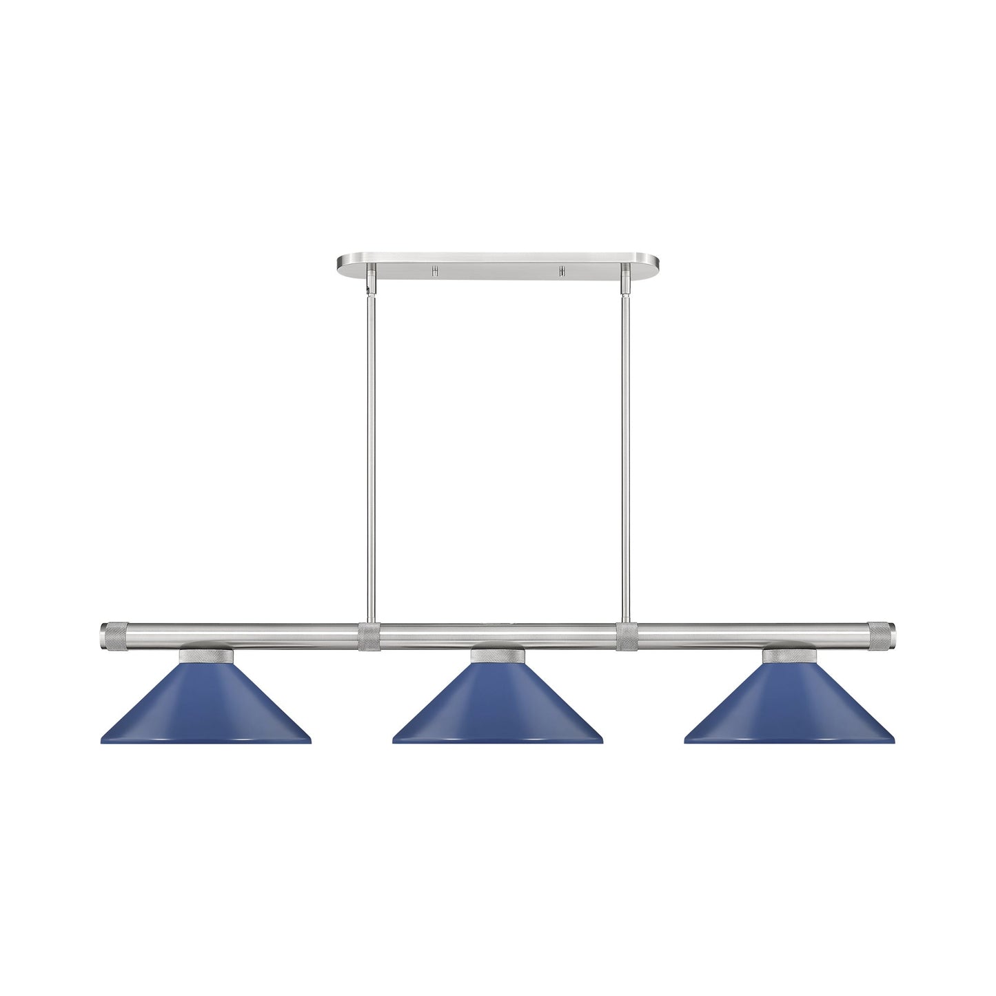 Vanguard Cone Billiard Pendant Light in Brushed Nickel (Navy Blue/8.5-Inch).