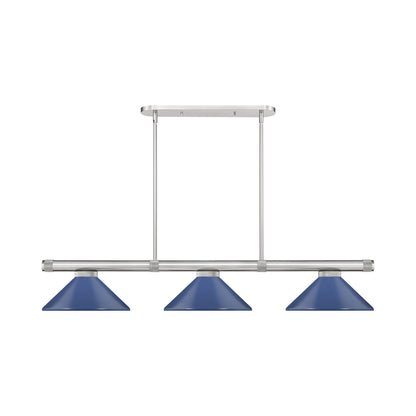 Vanguard Cone Billiard Pendant Light in Brushed Nickel (Navy Blue/8.5-Inch).