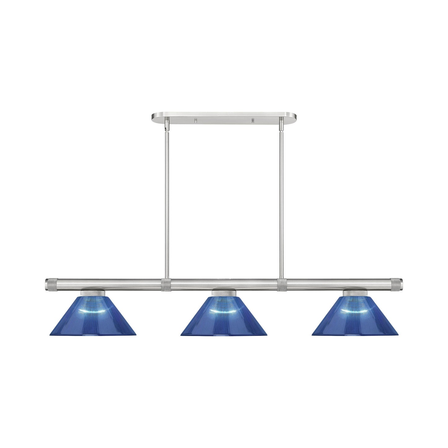 Vanguard Cone Billiard Pendant Light in Brushed Nickel (Dark Blue/9.5-Inch).