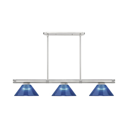 Vanguard Cone Billiard Pendant Light in Brushed Nickel (Dark Blue/9.5-Inch).