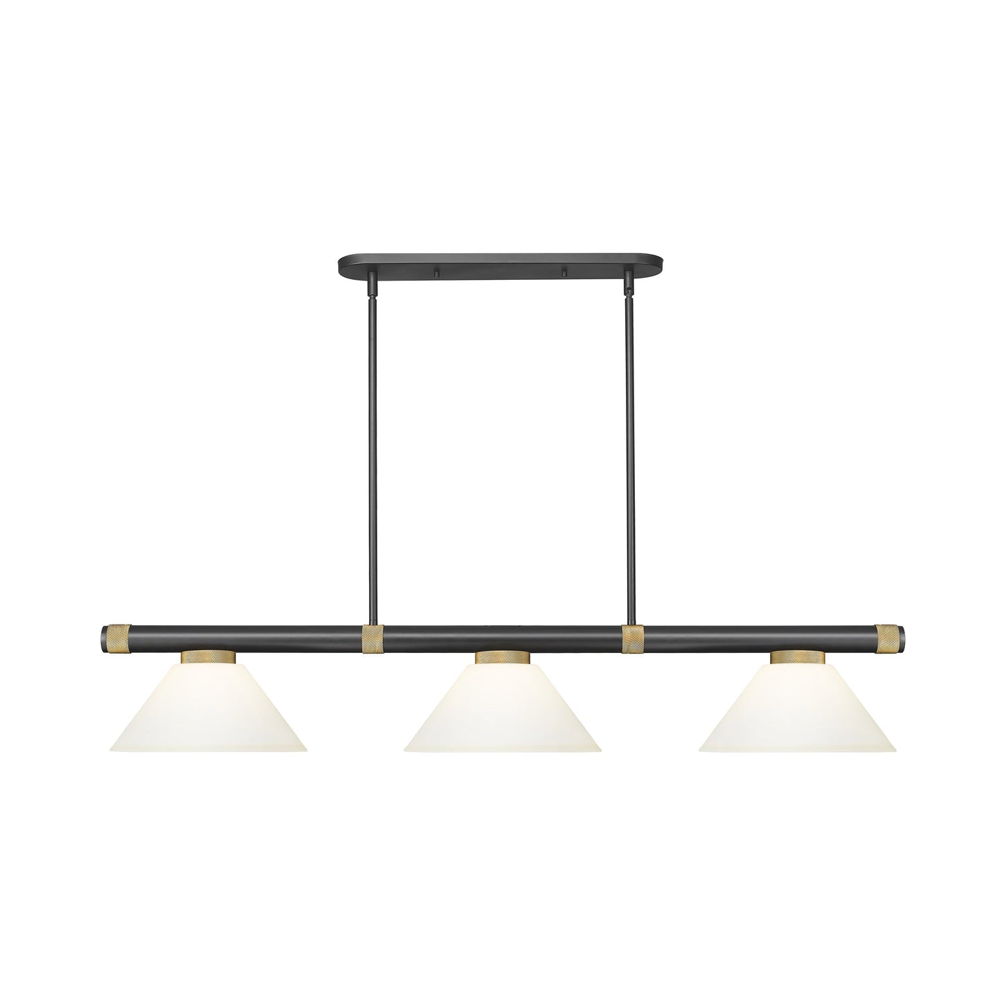 Vanguard Cone Billiard Pendant Light in Matte Black/Rubbed Brass (Matte Opal/9.5-Inch).