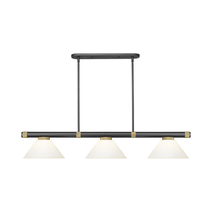 Vanguard Cone Billiard Pendant Light in Matte Black/Rubbed Brass (Matte Opal/9.5-Inch).