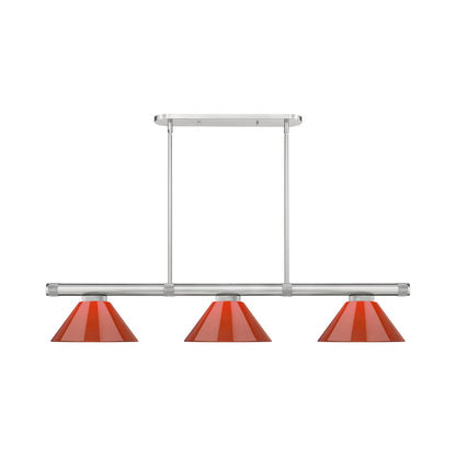 Vanguard Cone Billiard Pendant Light in Brushed Nickel (Red/9.5-Inch).