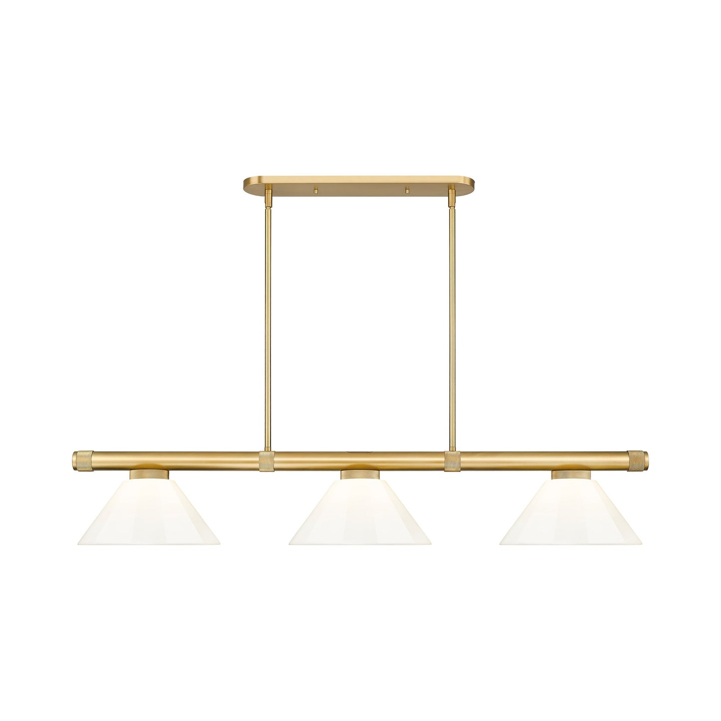 Vanguard Cone Billiard Pendant Light in Rubbed Brass (White/9.5-Inch).