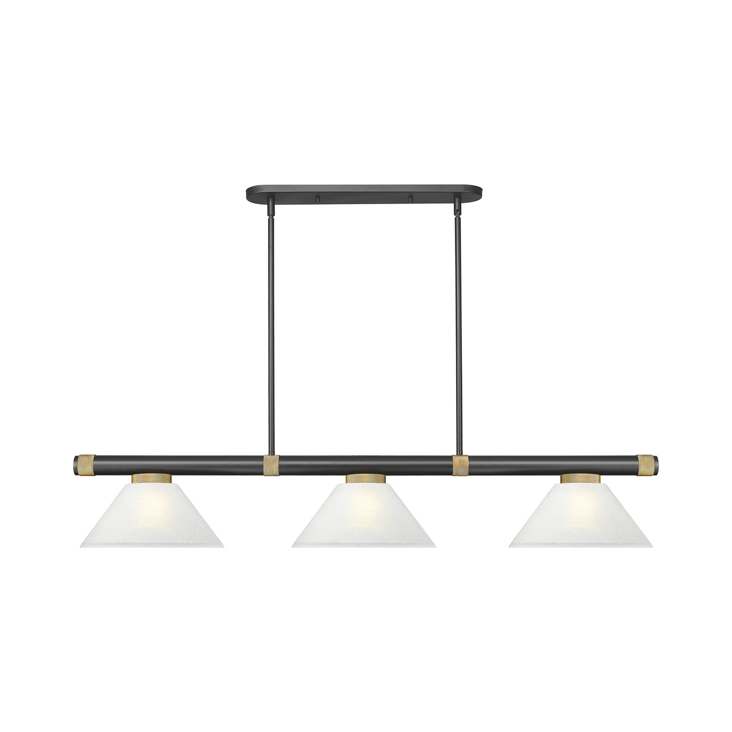 Vanguard Cone Billiard Pendant Light in Matte Black/Rubbed Brass (White Linen/9.5-Inch).