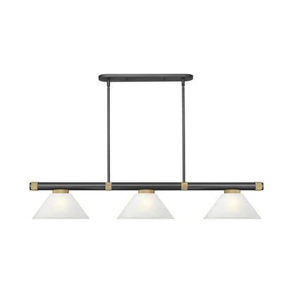 Vanguard Cone Billiard Pendant Light in Matte Black/Rubbed Brass (White Linen/9.5-Inch).
