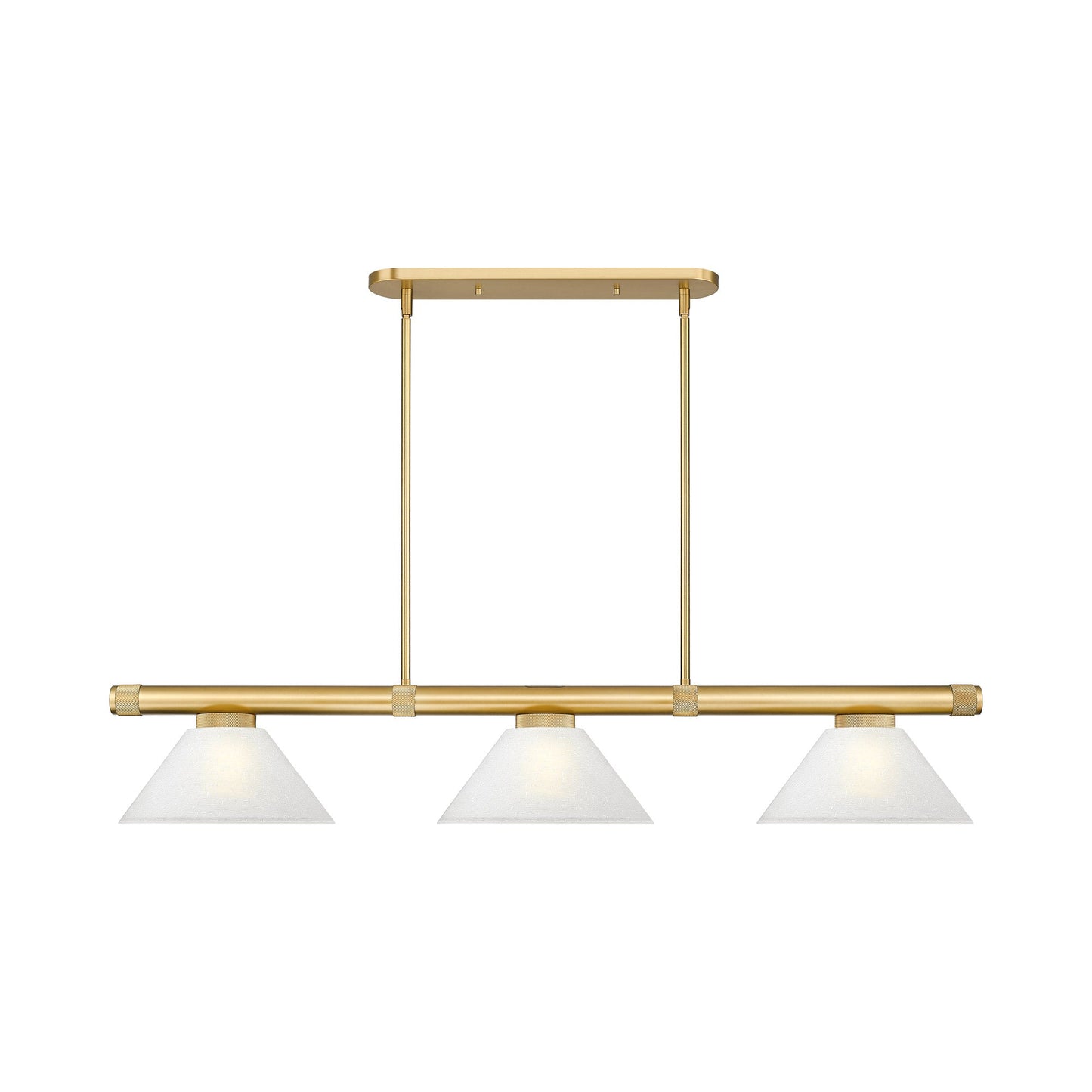 Vanguard Cone Billiard Pendant Light in Rubbed Brass (White Linen/9.5-Inch).