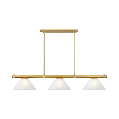 Vanguard Cone Billiard Pendant Light in Rubbed Brass (White Linen/9.5-Inch).